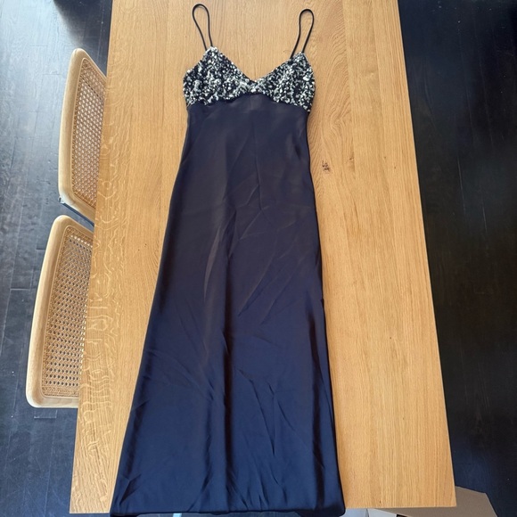 Zara Black Sequin Slip Dress - Picture 4 of 7